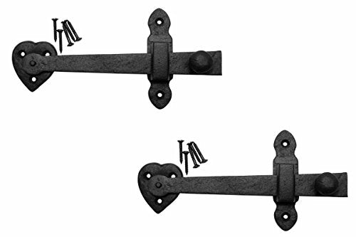 Black Gate Latches Heart Shape Design Wrought Iron Set of 2 Renovators Supply - color: Black Heart, size: Pack of 2