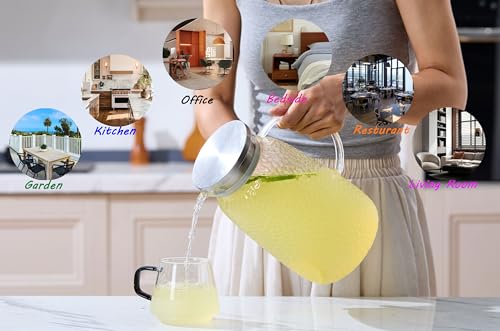 Purefold 105 Oz Borosilicate Glass Pitcher with Lid, Glass Beverages Jug | Iced tea, juice, milk, coffee pitcher. Heat resistant 0–300°F. Dishwasher safe, BPA free borosilicate glass, leakproof lid. - size: 105 Ounces