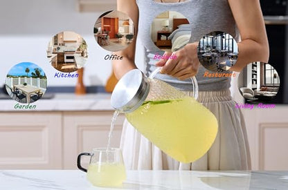 Purefold 105 Oz Borosilicate Glass Pitcher with Lid, Glass Beverages Jug | Iced tea, juice, milk, coffee pitcher. Heat resistant 0–300°F. Dishwasher safe, BPA free borosilicate glass, leakproof lid. - size: 105 Ounces