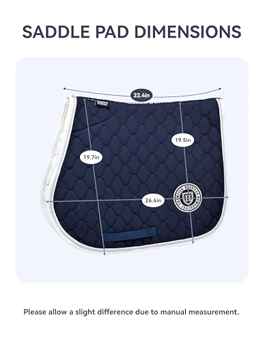 Harrison Howard English Saddle Pad for Horses, Cushioned Breathable Riding Pad, High Wither Contoured All Purpose - color: Navy