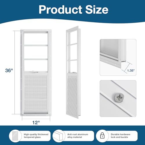 Yuzzy Shed Windows 2 Pack, 12"x36" Sliding Windows Transom Window with Tempered Glass and Removable Fiberglass Screen for Shed, Chicken Coop, Playhouse, Household, Garage, Barns (White) - color: White, size: 12"x36"