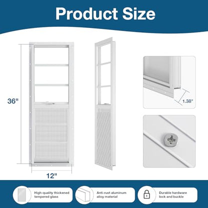 Yuzzy Shed Windows 2 Pack, 12"x36" Sliding Windows Transom Window with Tempered Glass and Removable Fiberglass Screen for Shed, Chicken Coop, Playhouse, Household, Garage, Barns (White) - color: White, size: 12"x36"