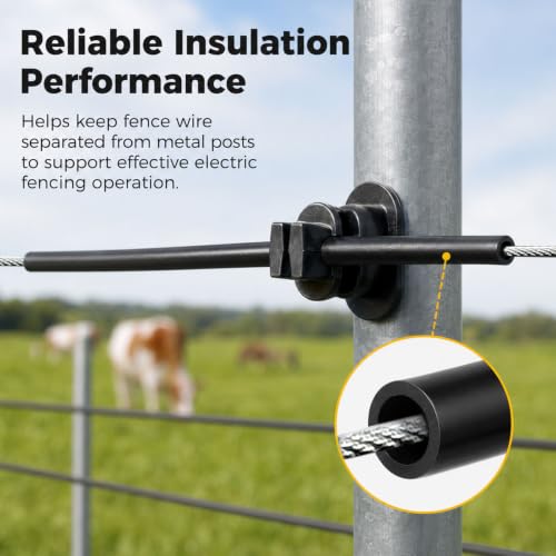 50 FT Electric Fence Insulator Tubing, Fence Wire Insulation Tube for Up to 12.5 Gauge Wire, Flexible PE Fence Insulator Cover for Corner Posts, End Posts, Gates, T-Posts and Wood Posts, Black
