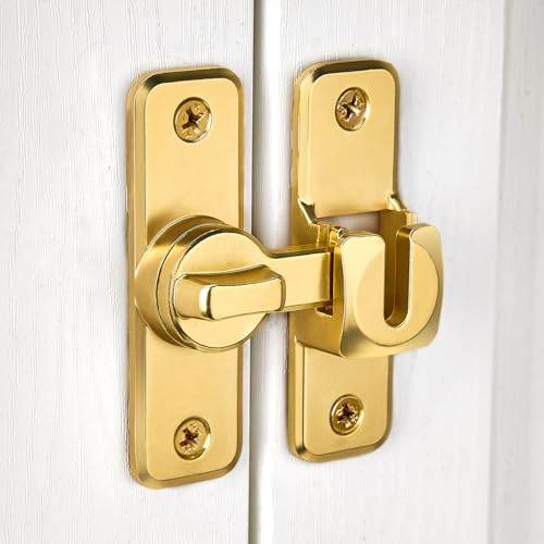 Gold 90/180 Degree Flip Latch,Zinc Alloy Barn Door Latch - color: Gold