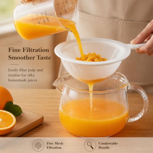 2 Pcs Fine Mesh Strainer for Juicing, 100 Mesh Nylon Mesh Strainer Plastic Sieve with Handle for Soy Milk Coffee Yogurt Juice Tea Leaf Filter Honey Baking Cooking Kitchen Essential Gadget Tool