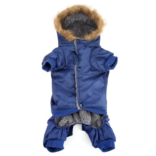 ZUNEA Dog Snowsuit Waterproof for Small Dogs Winter Puppy Coat, Blue, L - color: Blue, size: L