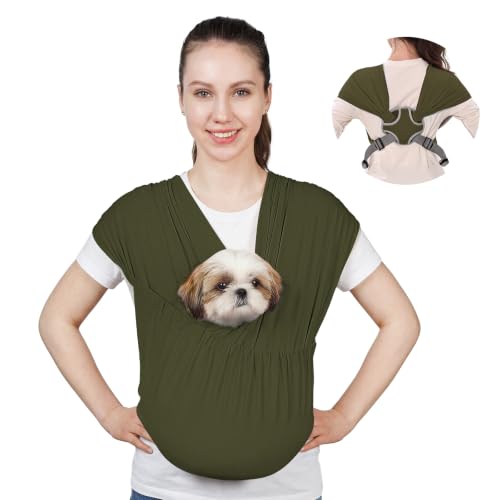 Supet Dog Sling Carrier for Small Pet, Adjustable Hands Free Front Backpack - color: Green, size: Regular