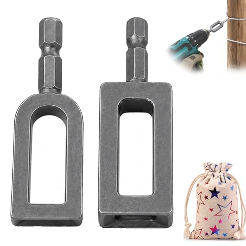 Wire Twister Tool for Drill, Heavy Duty Drill Wire Twister for 9 & 11 Gauge Fence Wire, Wire Twisting Tool with 1/4" Hex Shank for Fence Repair, Rebar Tying, Farm, Garden and Construction (9#+11#)