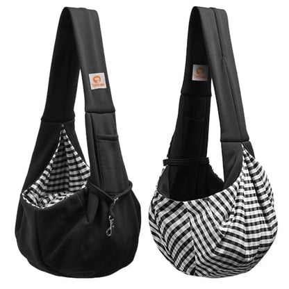 Tomkas Small Dog Sling Carrier - Classic Pocket & Classic Strap - Wrap Carrier - for 3-10 lbs Pets(Black) - color: Black