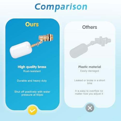 2 Pack 3/4 inch Brass Water Float Valve Pool Auto Fill Float Valve | Garden Hose Float Valve with Adjustable Arm, Water Level Control for Water Trough,Fountains,Water Tank,Ponds,Pool,Aquariums - color: 3/4 in