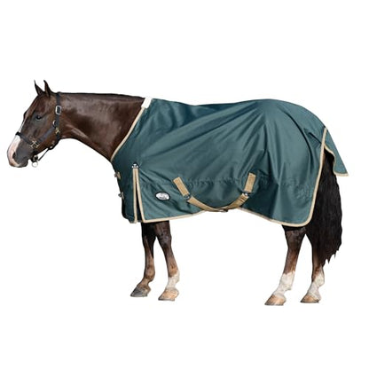 Weaver Equine Turnout Horse Rain Sheet, Waterproof Horse Turnout Sheet with Hole Mesh Lining, Multi-Purpose Protective Equestrian Gear, 75", Green - size: 75"