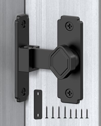 Pocket Door Lock, 90 Degree Latch, Barn Door Hardware Black 1PC - color: Black-1 Pc