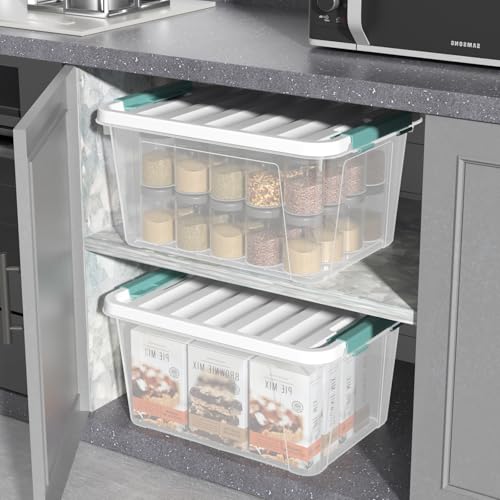 20 Quart Clear Storage Box, Plastic Latching Bins with Lids, 4 Pack - size: 20 Qt