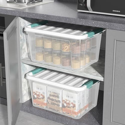 20 Quart Clear Storage Box, Plastic Latching Bins with Lids, 4 Pack - size: 20 Qt