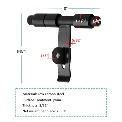 2 Pack 8" Heavy Duty Weld On Slide Bolt Gate Latch for Metal Door, Trailer | Weldable Barrel Latch