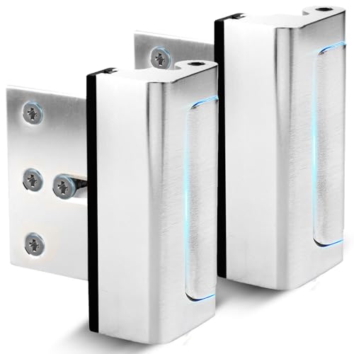 Dwell+Good Door Reinforcement Lock (2-Pack) - DIY Nickel Home Security Door Lock for Front Door - Security Locks for Doors Inside | Child Proof Door Lock for Kids Safety - Withstand 800 LB of Force - color: Satin Nickel