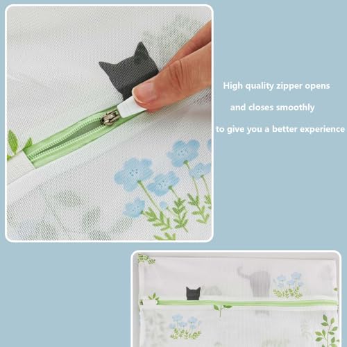 6-Pack Mesh Laundry Bags for Delicates, 6 Sizes Secure Zipper - color: Mr. Cat