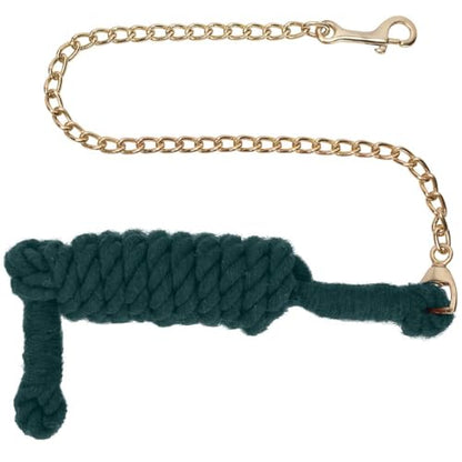 Schneiders 8' Cotton Horse Lead Rope with Chain | Heavy-Duty Braided Cotton | 30in Brass-Plated Chain | Soft, Burn-Resistant Grip for Barn & Show | Color Maroon - color: Maroon
