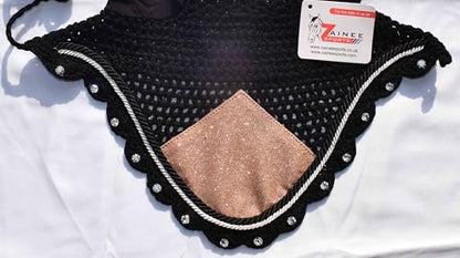 Rose Gold Glitter Grade Saddle Pad Set Matching Ear Bonnet | Equestrian Show Gear | Horse Riding Matchy Set | Dressage or Jumping/Hunter