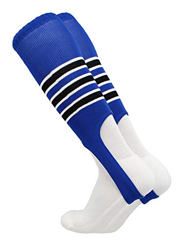 TCK Striped Baseball Stirrups - 7 Inch Cut USA Made - color: Royal/White/Black, size: Medium