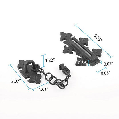 Renovators Supply Manufacturing Door Chain Lock 5 in Black Wrought Iron Chain Door Latch with Mounting Hardware - size: Pack of 1, style: 5 inch - Chain Style