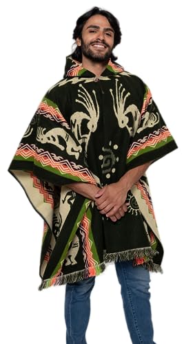 Alpaca Land, Handmade Ecuadorean Alpaca Wool Ponchos - color: Green Pomasqui