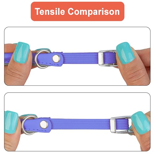 OOPSDOGGY Rolled Leather Cat Collar with Bell, Reflective Kitten Collars with Buckle Include Safety Elastic Strap - Adjustable Small Pet Collars for Boy Girl Cats (Lilac) - color: Lilac