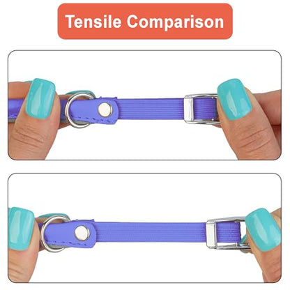 OOPSDOGGY Rolled Leather Cat Collar with Bell, Reflective Kitten Collars with Buckle Include Safety Elastic Strap - Adjustable Small Pet Collars for Boy Girl Cats (Lilac) - color: Lilac