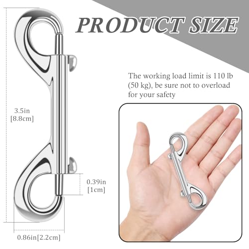 ERKOON 3.5 inch Double Ended snap Hooks,110lbs Metal Clips Load Capacity Zinc Alloy Double Sided Clips Heavy Duty Trigger Snap for Dogs Leashes/Water Bucket/Horse Feed/Hammocks Bolt snap - size: 4 Pack