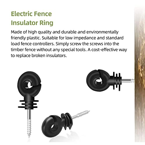 100Pcs Black Electric Fence Insulator Screw-in Insulator Fence Ring Post Wood Post insulators and 1 Pc Free Insulator Socket Tool(Grid System Accessories for Animal Husbandry Electronic) - style: M1
