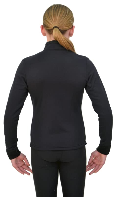 ChloeNoel Figure Skating Solid Polar Fleece Fitted Jacket by Polartec J11 - color: Black, size: 8-10
