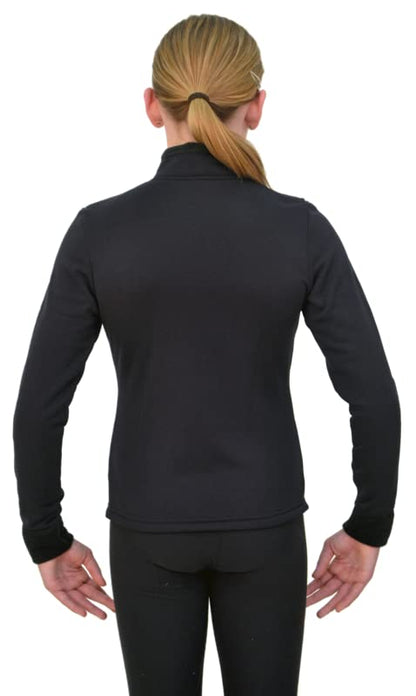 ChloeNoel Figure Skating Solid Polar Fleece Fitted Jacket by Polartec J11 - color: Black, size: 4-6