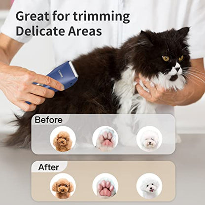 Dog Cat Home Hair Waterproof Clipper Portable Pet Shaver - color: L006-blue