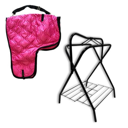AJ Tack Saddle Rack and Carrier Bundle, Steel, 420D, 38x33 Black - color: Black