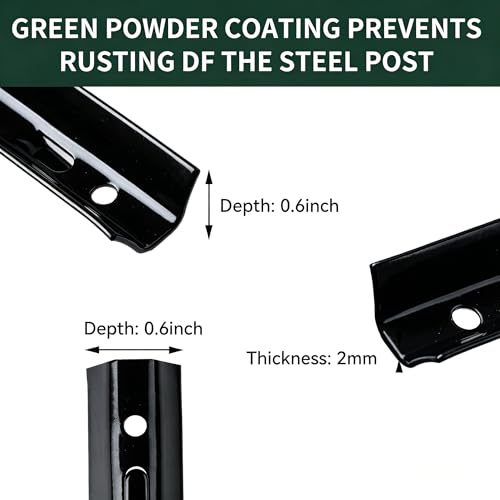 Metal Fence Post 3 Feet Black Pack of 20 U Post for Wire Fence - color: Black 20pcs, size: 3 ft.