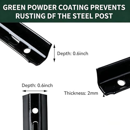 Metal Fence Post 3 Feet Black Pack of 10 U Post for Wire Fence - color: Black 10pcs, size: 3 ft.