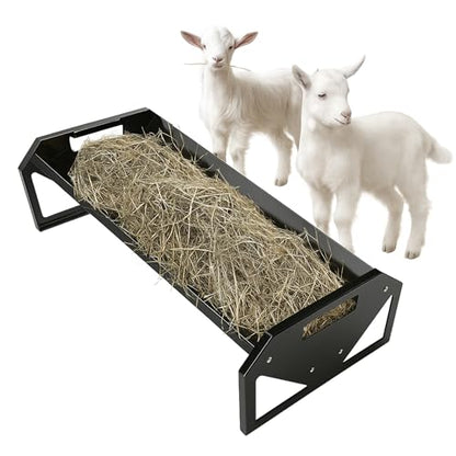 Livestock Feeding Trough 22 Gallon Capacity 45" Hay Feeder Heavy - color: Black