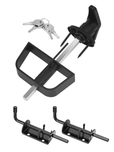 Shed Door T-Handle Lock Latch Kit with 4 Keys, Shed Barn Coop Storage Door T-Lock Set, Adjustable 5-1/2" Stem, with Spring Loaded Gate Pin Bolt Latch - 1 Lock+2 Latch - style: Lock 5-1/2" + Latch 6in