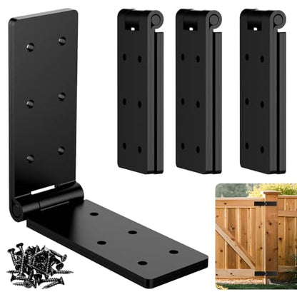 Heavy Duty Gate Hinges,Black Gate Hinges with Screws,Heavy Duty Door Hinges | Adjustable Hardware Hinges Kit,Durable Barn Door for Wooden Fences Yard Gate(Black-4PCS) - style: Black-4PCS