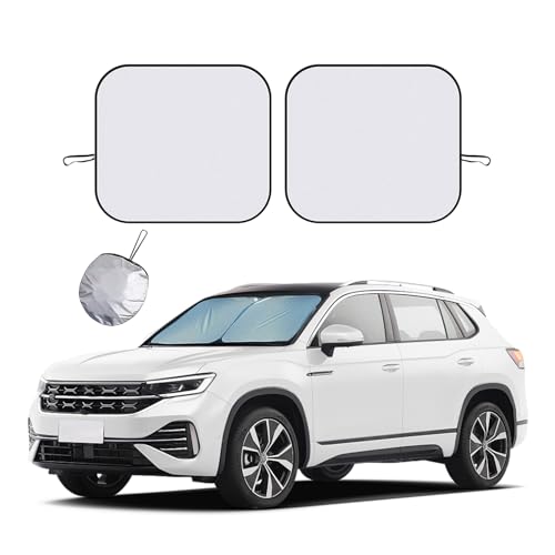 Ziciner 2 PCS Car Windshield Sun Shade, Auto Sun Heat and UV Rays Blocker, 28"×31" Foldable Automotive Front Window Sunshade Protector, Universal Vehicle Interior Accessories (Silver-M) - color: Silver-M (28×31 inches)