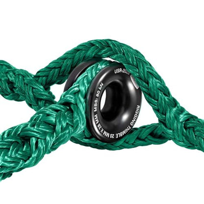 Pelican Rope Arborist Sling, USA Made 3/4" 10 FT Adjustable Rigging Block Sling with Aluminum Ring - Single-Head, 20,000 LBS MBS / 2,000 LBS WLL, 12 Strand Green Polyester, Tree Climbing Gear - style: Single-head 3/4" - 10 Ft