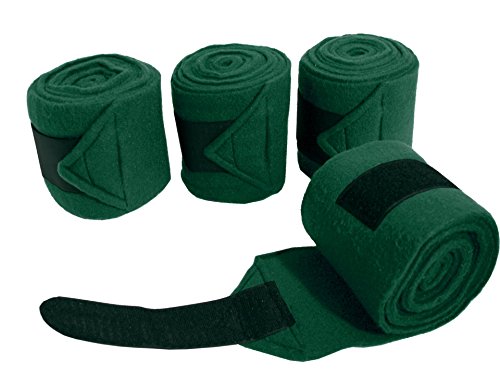 Derby Originals Set of 4 Super Soft Fleece Horse Polo Wraps with Velcro - color: Black