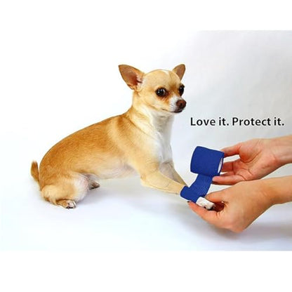 Self Adhesive Bandage Wrap 2" x 5 Yards (8 Rolls) Bitter Vet Wrap for Dogs No Chew - Medical Cohesive Bandage Wrap for Wound Care, Paw Care, First Aid, Vet Tape for Pet Cat Horses Birds (Blue)