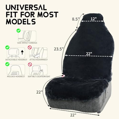 Aegis Cover Sheepskin Car Seat Cover Genuine Australian Merino Wool Front Seat Cover Luxury Dense Pelt Universal Fit for Most SUVs, Trucks, Bucket-Style, 54 X 22 Inches (CS-Charcoal) - color: Charcoal