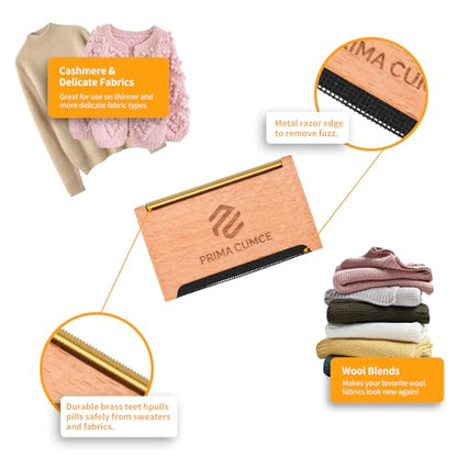 Wooden Cashmere Comb for Knits, Sweaters, Wool & Delicate Fabrics – Manual Fabric Shaver, Fuzz Remover, Portable Depiller for Clothes, Bobbles, Lint, Pilling Tool – Sweater Care Essential - color: 1pcs