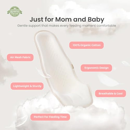 Feeding Support Seat with Adjustable Stability Strap, Mesh & Organic Cotton, Bottle-Feeding Assist for 1–5 Month Babies