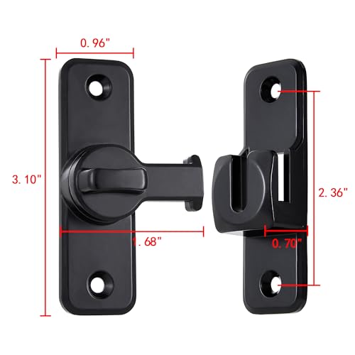 Black 90/180 Degree Flip Latch,Zinc Alloy Barn Door Latch - color: Black