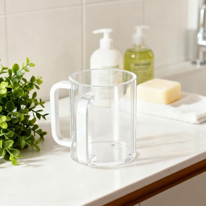 2 Pcs Judaica Hand Washing Cup with Dual Handles,5" Acrylic Clear Netilat Yadayim Cup lota for Bathroom(White Handle) - color: white Handle