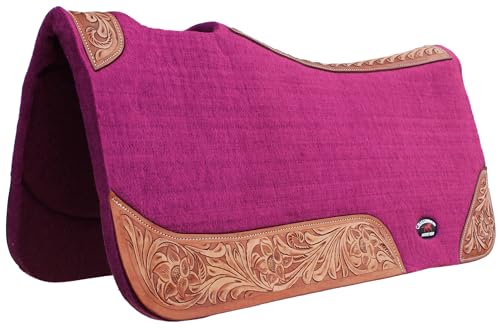 CHALLENGER Horse Saddle PAD Western Contoured Wool Felt Moisture Wicking Saddle Pad 39177 - color: Pink