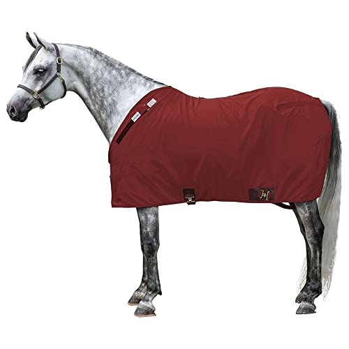 Dura-Nylon Horse Stable Sheet | Ultimate Comfort & Protection Horse Sheet | Keeps Coats Smooth & Shiny - color: Burgundy, size: Horse Size 72, style: Cutback | Closed Front | Legstrap